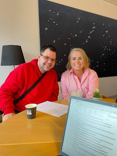 Ragnar Smára and his colleague Ágústa Björnsdóttir working on easy-to-read abstracts for the University of Iceland Press